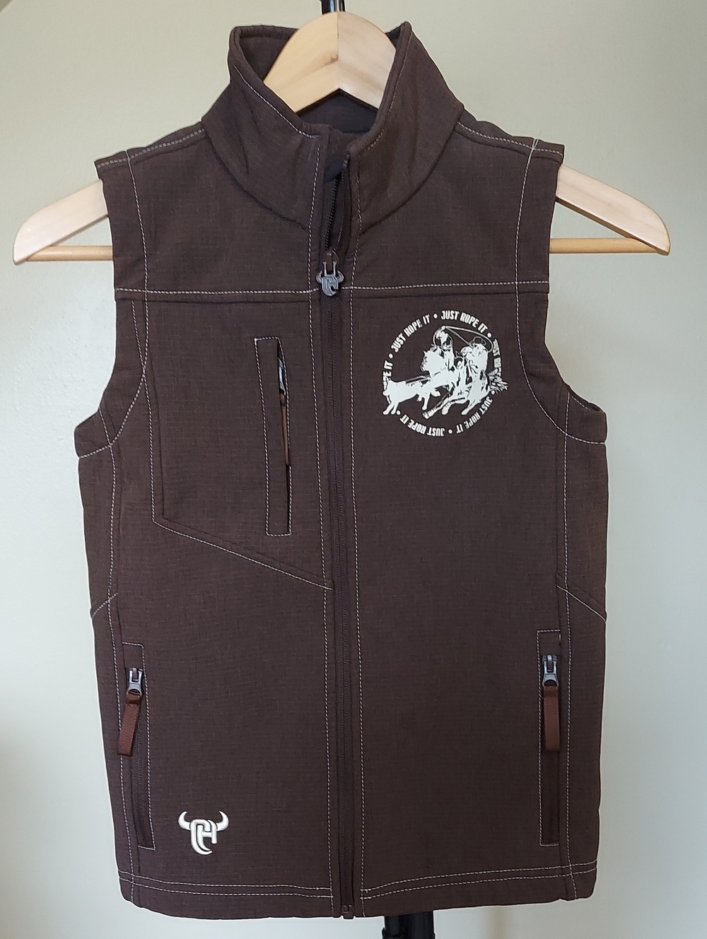 Cowboy Hardware Boys 7/8 Just Rope It  Brown Vest
